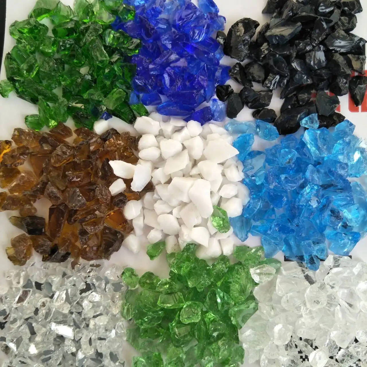 Glass sand is fine, irregular grains,